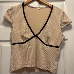 90s Cropped Knit Top with Black Accents & Bow